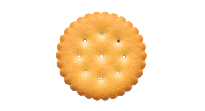 Round Cracker With Seven Holes On Black Background