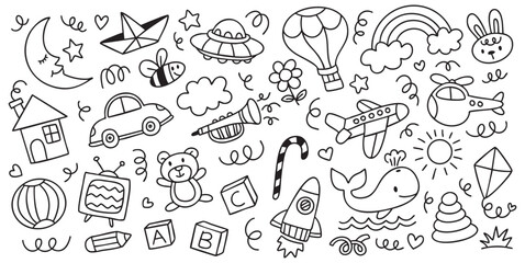 Hand drawn children doodle element illustration