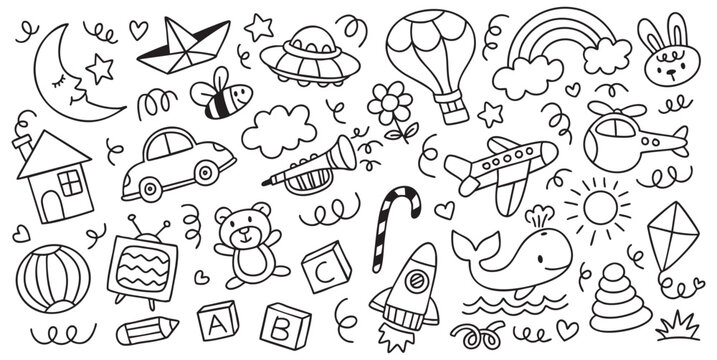 Hand drawn children doodle element illustration