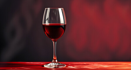 Red wine glass styled vibrant, placed under studio lighting, illustrated with chalk textures