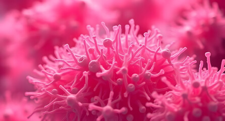 3D low-poly scene of microbial colony under microscope in macro detail