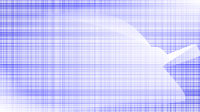 Abstract digital art featuring a white bird silhouette against a blue and white grid pattern.