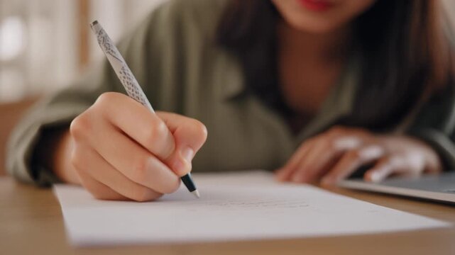 Focused hand scribing thoughts on paper