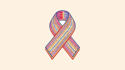 Colorful striped awareness ribbon symbolizing support and solidarity against a light, plain background.