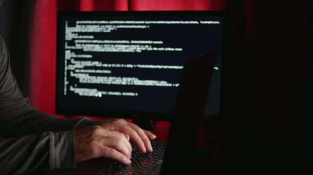 Night code debugging, Latenight programming session with troubleshooting and detailed log analysis, An engineer passionately addresses system errors during quiet nighttime coding and testing phase