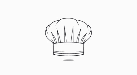 Classic Toque Blanche Chefs Hat Line Art Illustration.