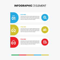 Modern 3-step business infographic template. Ideal for presentations, reports, or workflow visualization. Easy to edit vector graphic