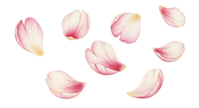 Falling petals create a serene display of nature's delicate beauty