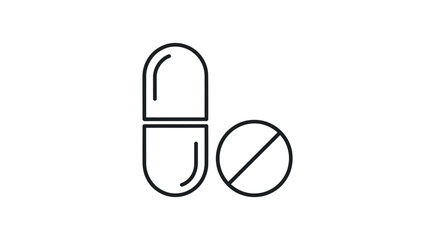 Pill and Capsule Outline Illustration Medication Healthcare Treatment Medicine Pharmaceutical.