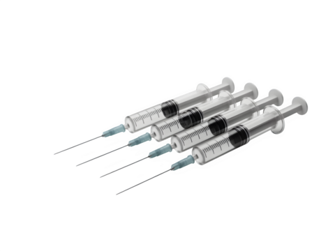 Sterile Syringes with Needles Isolated on Transparent Background