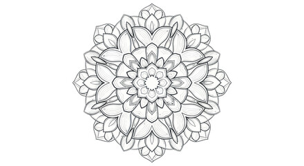 Intricate Black and White Floral Mandala Design.