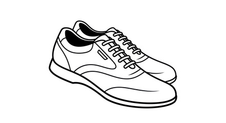 Classic Lace-Up Athletic Shoes Line Art Illustration.