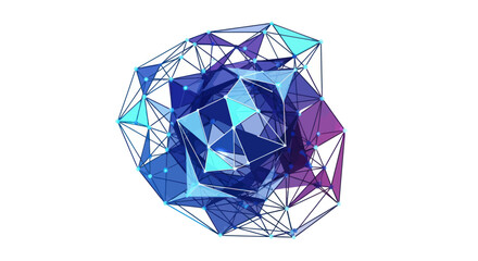 Abstract 3D Geometric Shape with Blue and Purple Tones.