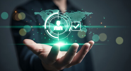 Customer Relationship Management Target Audience Global Business Male Hand Copy Space