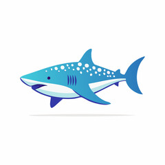 Obraz premium A vibrant blue shark with white spots swims gracefully in the ocean, a captivating marine creature.