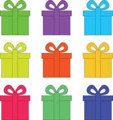 Colorful gift boxes with ribbons, vector illustration christmas special