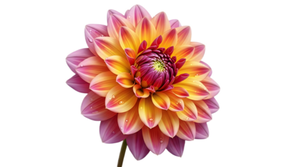 Vibrant Dahlia Blossom A Stunning Display of Petals in Shades of Pink, Yellow, and Orange