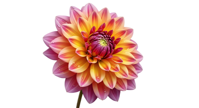 Vibrant Dahlia Blossom A Stunning Display of Petals in Shades of Pink, Yellow, and Orange