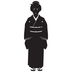 Traditional Japanese Woman in Kimono Silhouette
