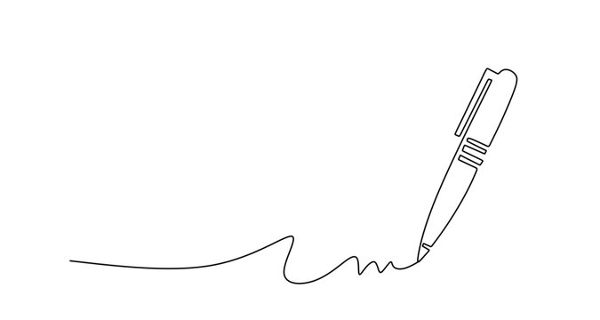 One continuous line of pen writing on a sheet. Vector illustration.