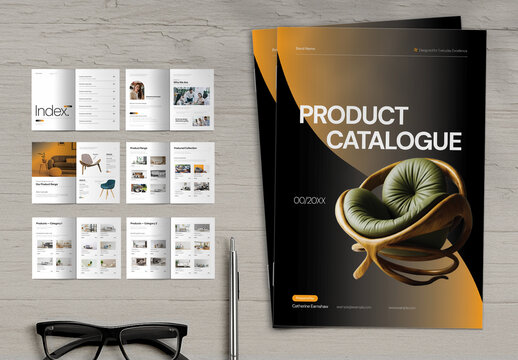 Modern Furniture Product Catalogue Magazine Template with Interior Design Layout