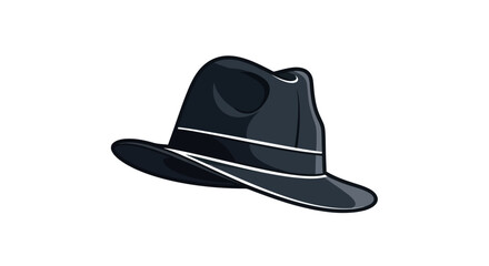 Classic Black Fedora Hat with White Band.