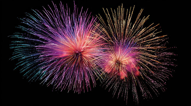 Vibrant fireworks explosion celebration night sky clipart festive atmosphere colorful display digital art