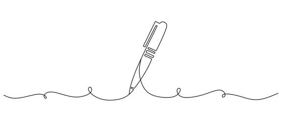 One continuous line of pen writing on a sheet. Vector illustration.
