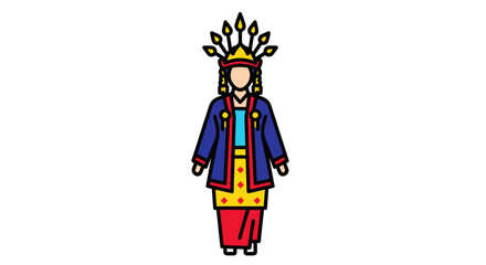 Traditional Indonesian Woman in Elaborate Ceremonial Attire and Headdress.