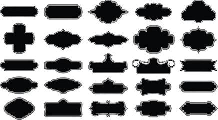 Obraz premium Collection of 25 black decorative grunge frames and labels with ornate vintage elements