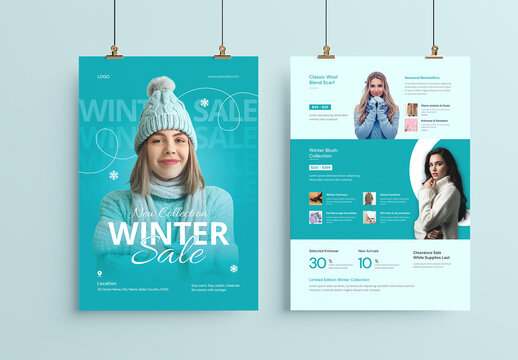 Winter Sale Poster Template for Seasonal Product Discount Promotion