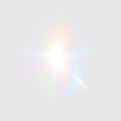 Obraz premium Glow light effect stars bursts with sparkles isolated on white background. sun flare. Easy to add lens flare effects for overlay. Abstract sun burst, digital flare