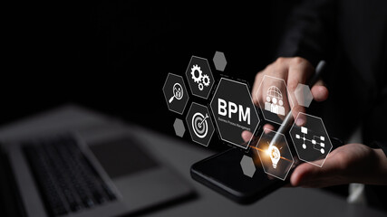 Business Process Management concept showing workflow analysis, process optimization, team collaboration, automation, and performance improvement Latch