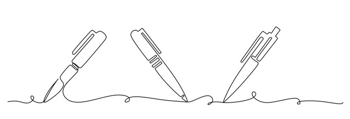 One continuous line of pen writing on a sheet. Vector illustration.
