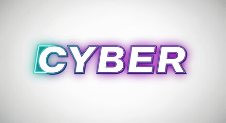 Illuminated CYBER Text with Neon-Style Outline and Shadow.