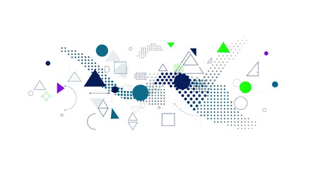 Dynamic Abstract Geometric Shapes Pattern with Colorful Elements.