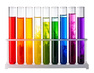  Colorful Chemical Solutions – Scientific Experiment Test Tubes PNG