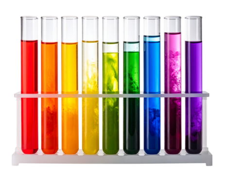  Colorful Chemical Solutions – Scientific Experiment Test Tubes PNG