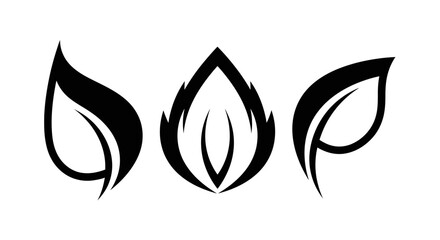 Vector Set of Stylized Organic Leaf Icons - Eco, Nature, and Environment Symbols