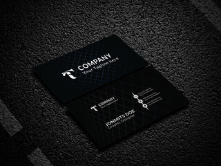 Modern business card design template. Orange color element rounded arrow, clean composition design.