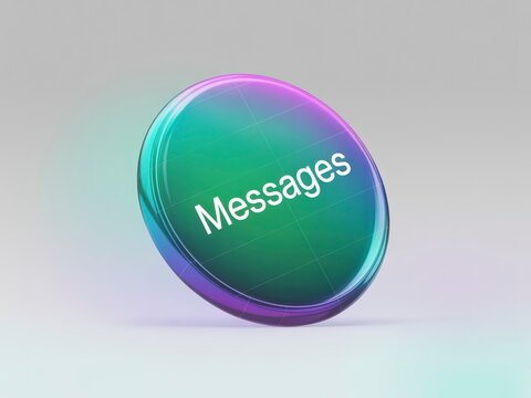 A colorful, glossy button featuring the word "Messages" prominently displayed, suggesting communication or messaging applications. - Powered by Adobe