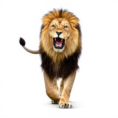 Majestic Male Lion Roaring Towards the Viewer - Portrait