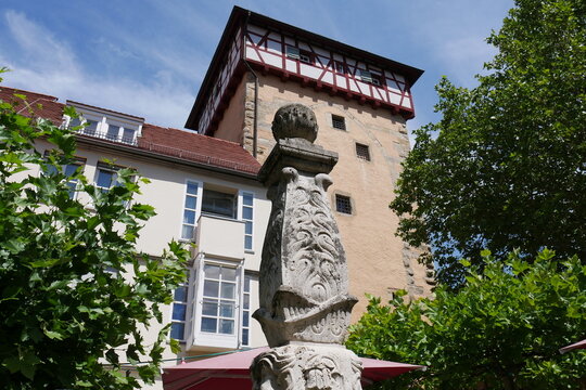 Gartentor in Reutlingen und Brunnen