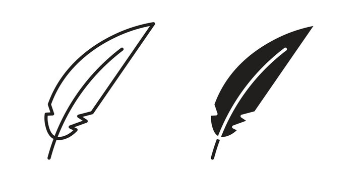 Feather icon in line design. Simple icon vector