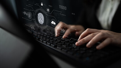 Biometric fingerprint identification and cybersecurity system ensuring secure access, identity verification, cloud data protection, and digital safety Latch