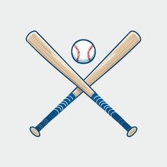 Baseball Bats and Ball Crossed, Sports Equipment, Game Play.