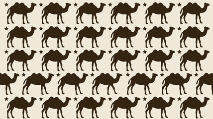 Seamless camel and star pattern for textile designs, creating a desert adventure vibe, perfect for kids' products, fabrics, and themed events