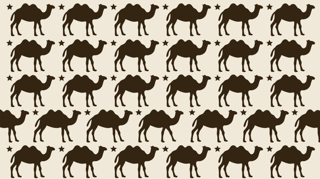 Seamless camel and star pattern for textile designs, creating a desert adventure vibe, perfect for kids' products, fabrics, and themed events