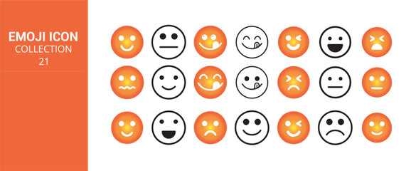 Emoji Icon Collection Set. Smiley Faces and Expressions
Colorful.Happy, Sad, Angry & More Round Emoji icon. Vector illustration eps 10