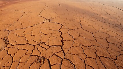 sudden. A cracked desert basin with grid lines, representing sudden ecological collapse. ESG reports, sustainability campaigns, designed for sustainability communications and ESG reporting.